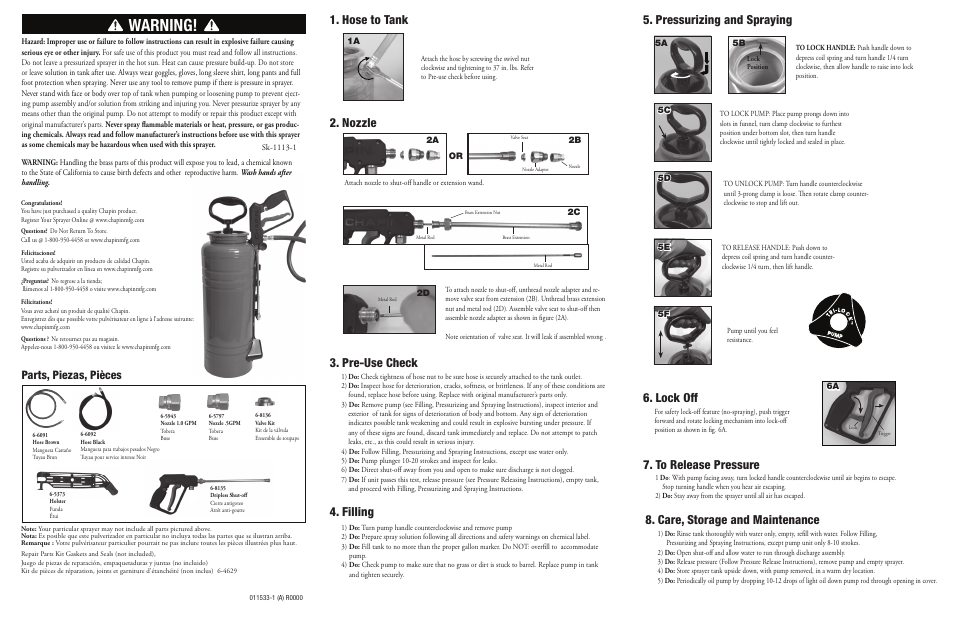 Chapin 19149 User Manual | 2 pages