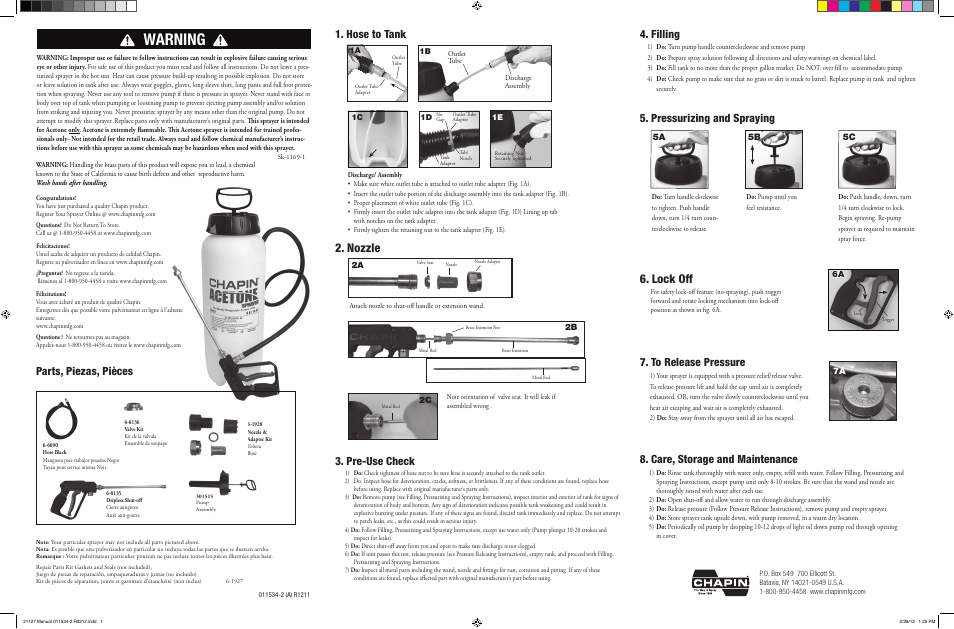 Chapin 21127 User Manual | 2 pages