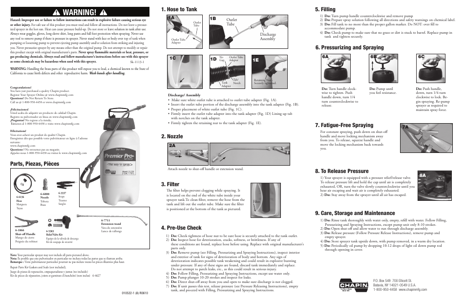 Chapin 21210 User Manual | 2 pages