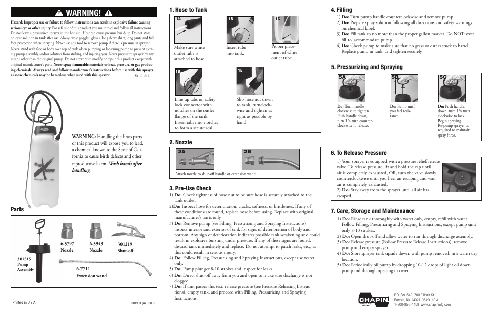 Chapin 22049 User Manual | 2 pages