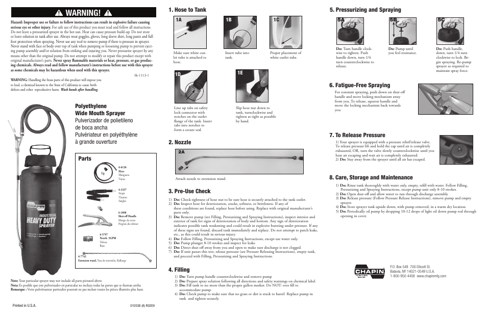 Chapin 22090 User Manual | 2 pages