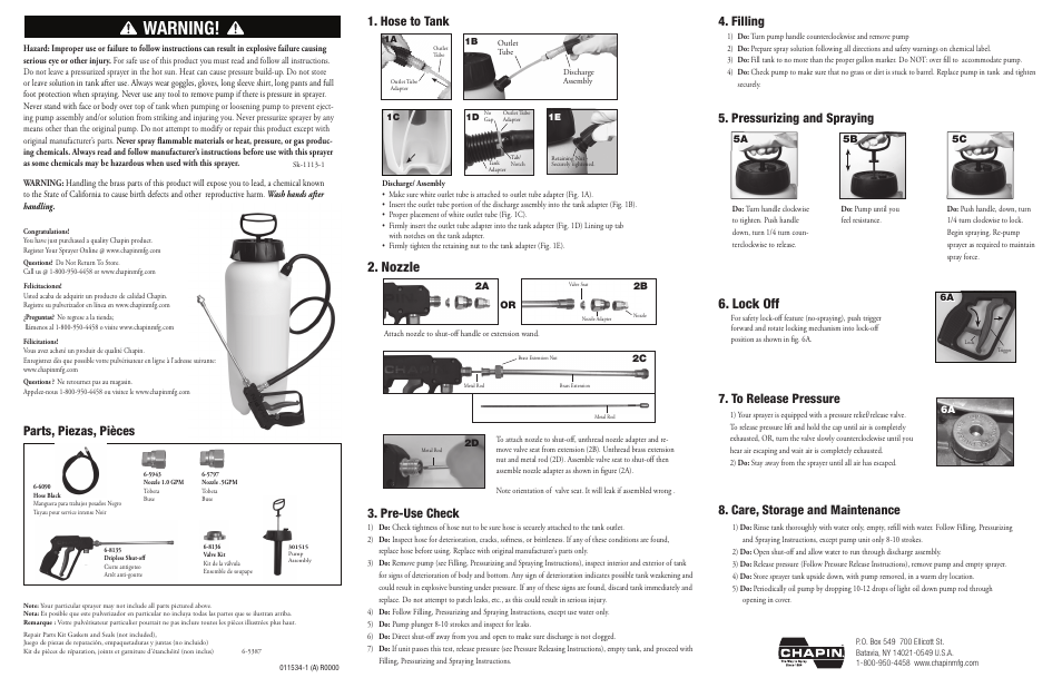 Chapin 22149 User Manual | 2 pages