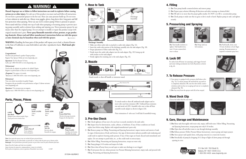 Chapin 22149XP User Manual | 2 pages