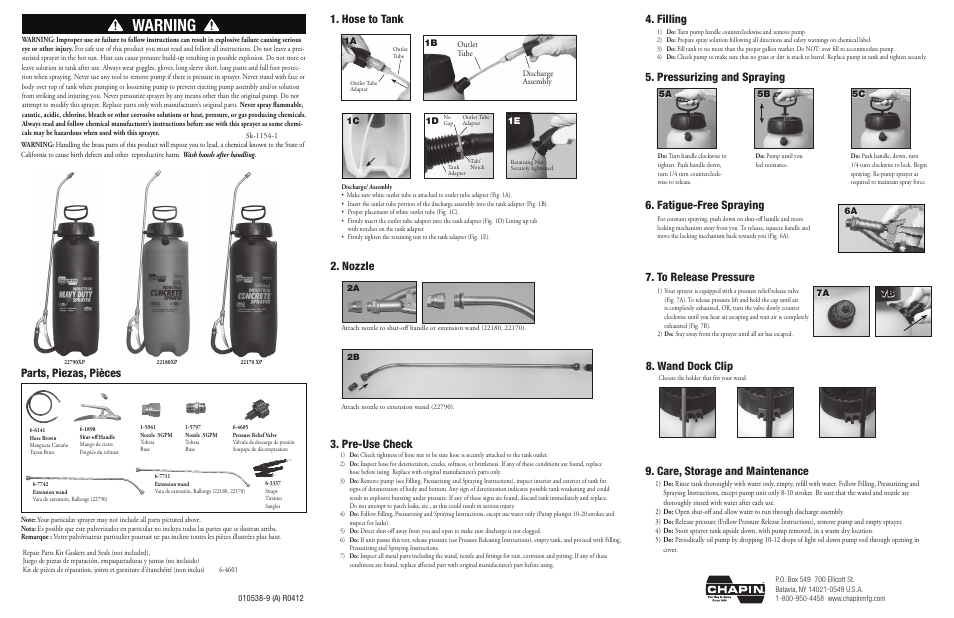 Chapin 22170XP User Manual | 2 pages