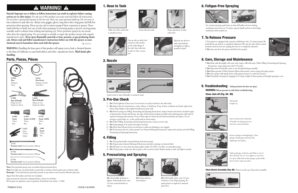 Chapin 22190 User Manual | 2 pages