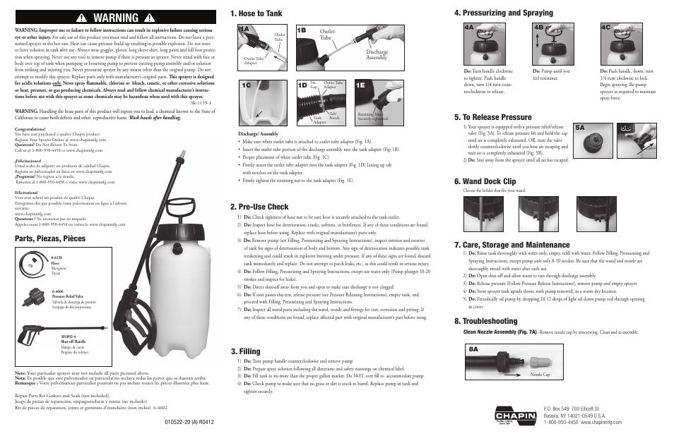 Chapin 22251XP User Manual | 2 pages