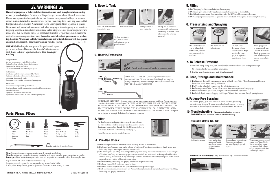 Chapin 2553E User Manual | 2 pages