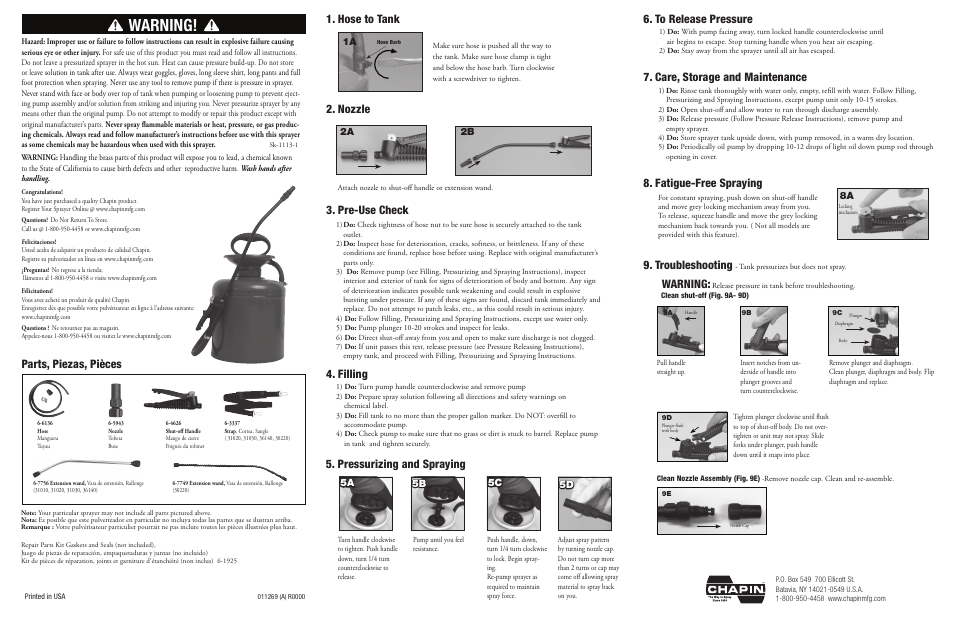 Chapin 31410 User Manual | 2 pages