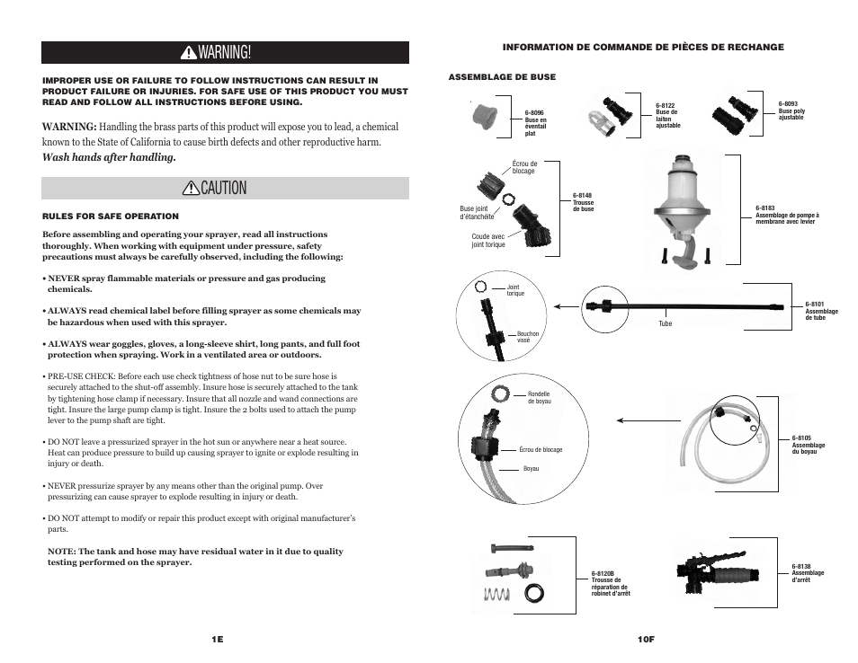 Warning! caution | Chapin 61804 User Manual | Page 2 / 18