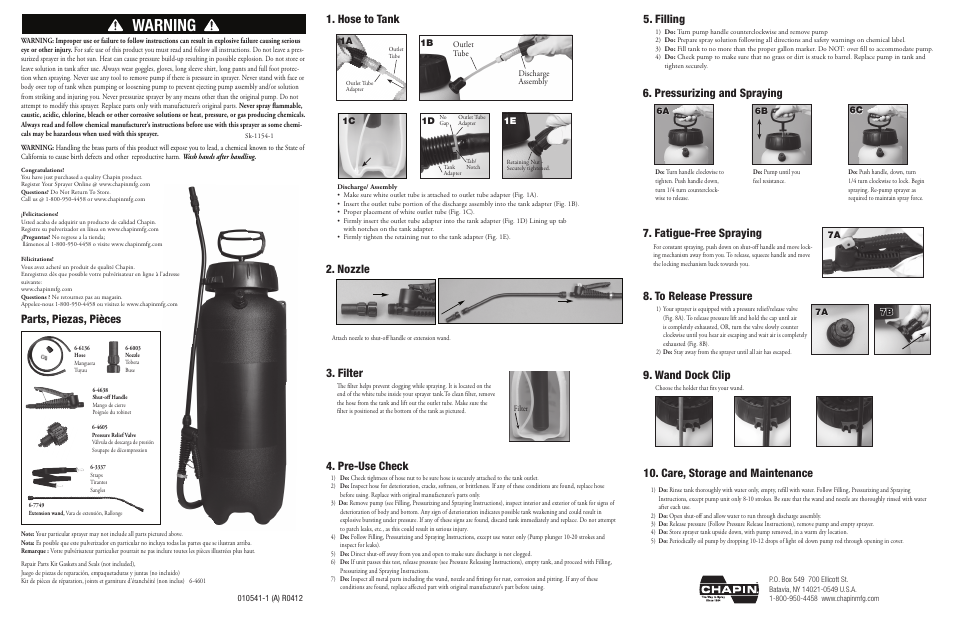 Chapin 22350XP User Manual | 2 pages