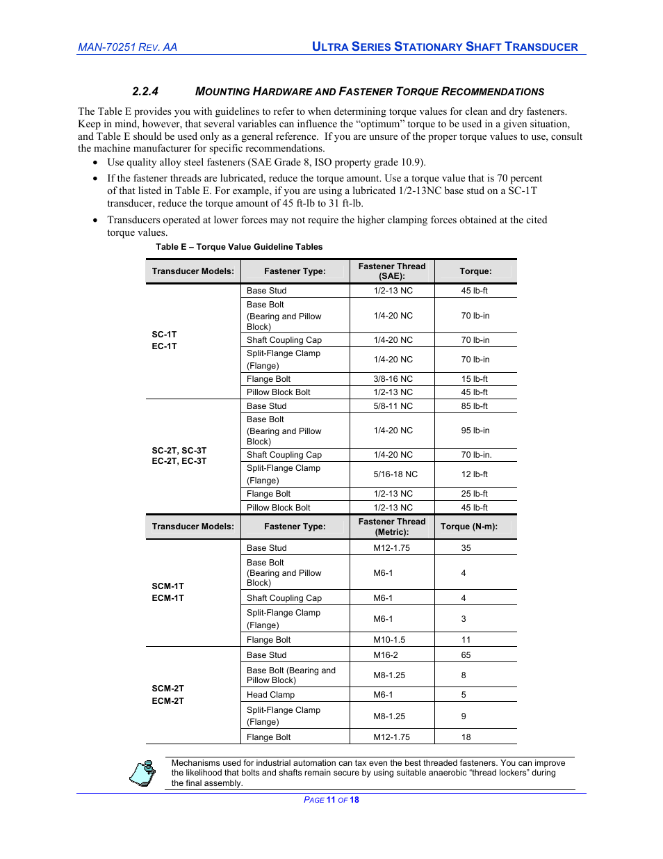 N 2.2.4 | Cleveland Motion Controls ULTRA SERIES CARTRIDGE TRANSDUCER REV AA User Manual | Page 11 / 18