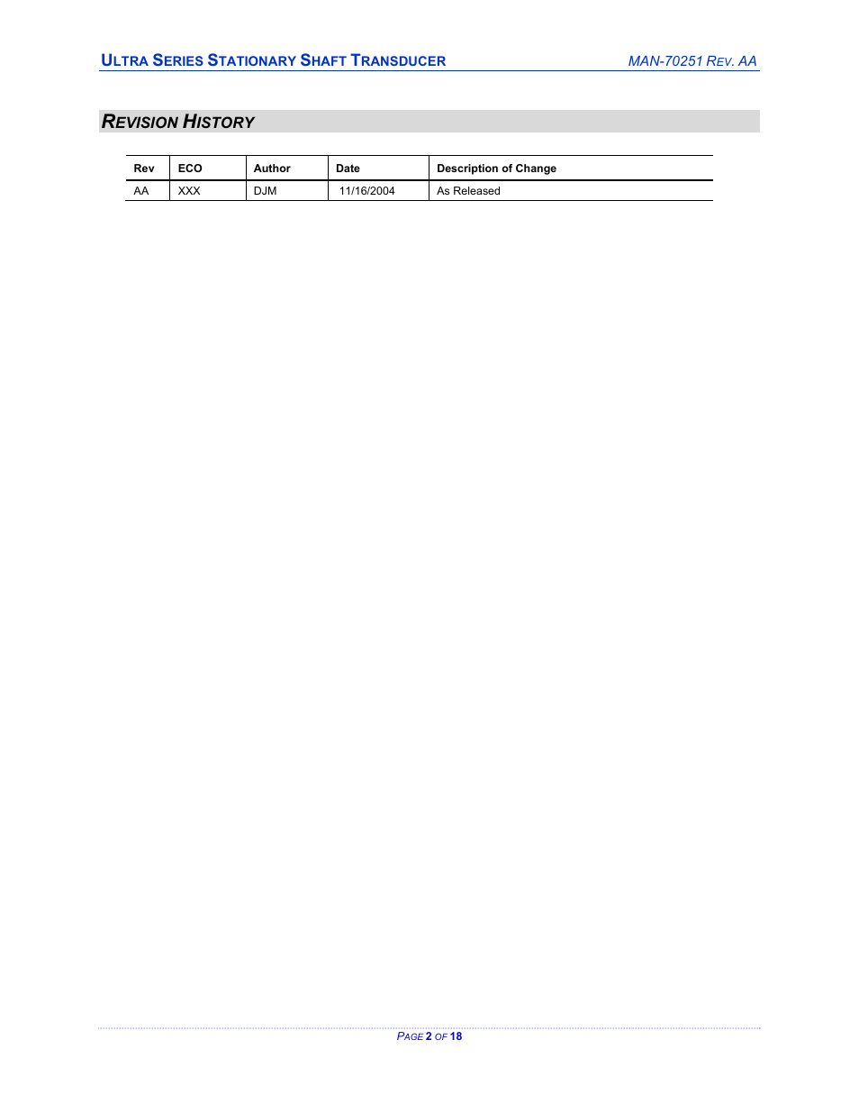 Cleveland Motion Controls ULTRA SERIES CARTRIDGE TRANSDUCER REV AA User Manual | Page 2 / 18