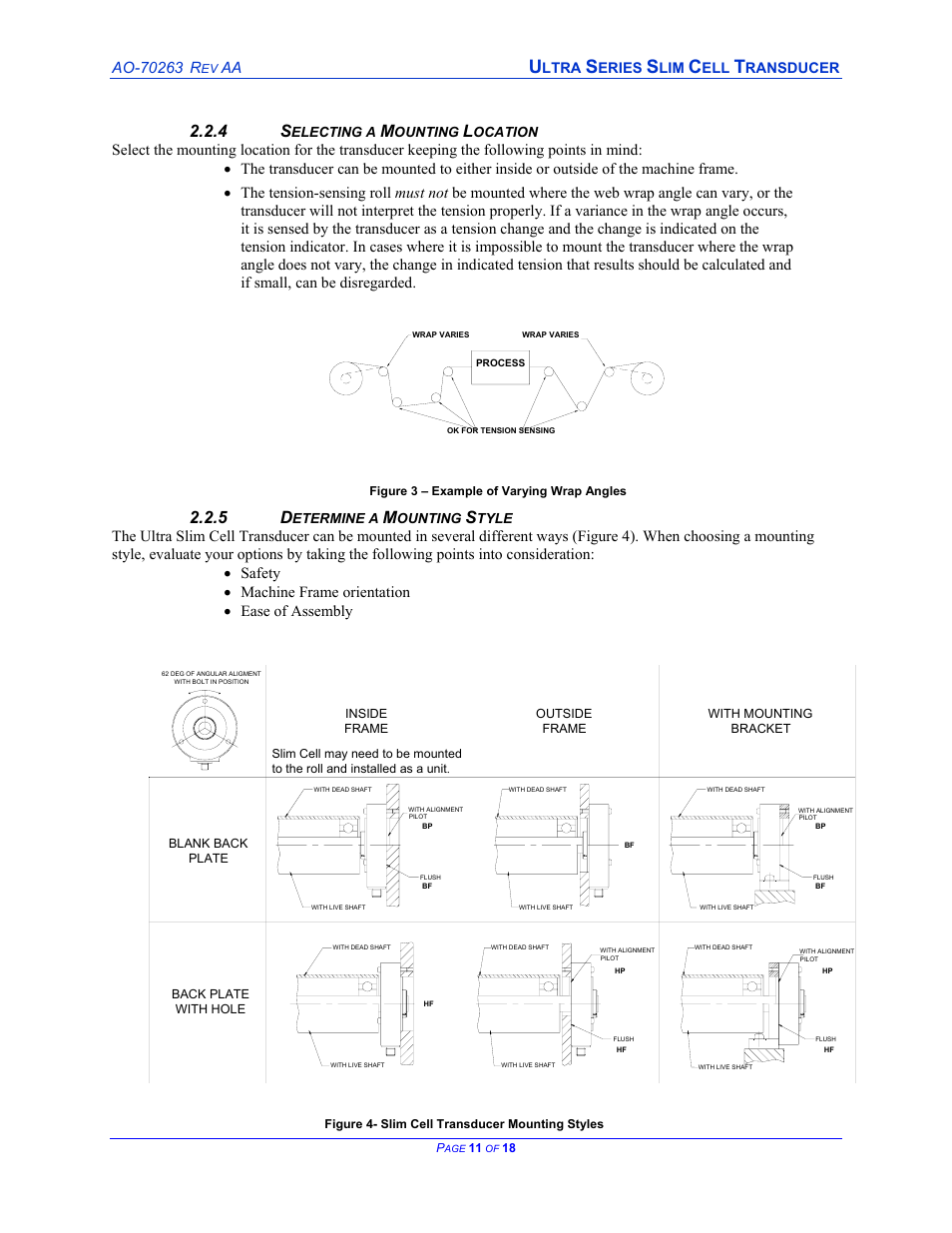 Selecting a mounting location, Determine a mounting style | Cleveland Motion Controls ULTRA SERIES SLIM CELL TRANSDUCER REV AA User Manual | Page 11 / 18