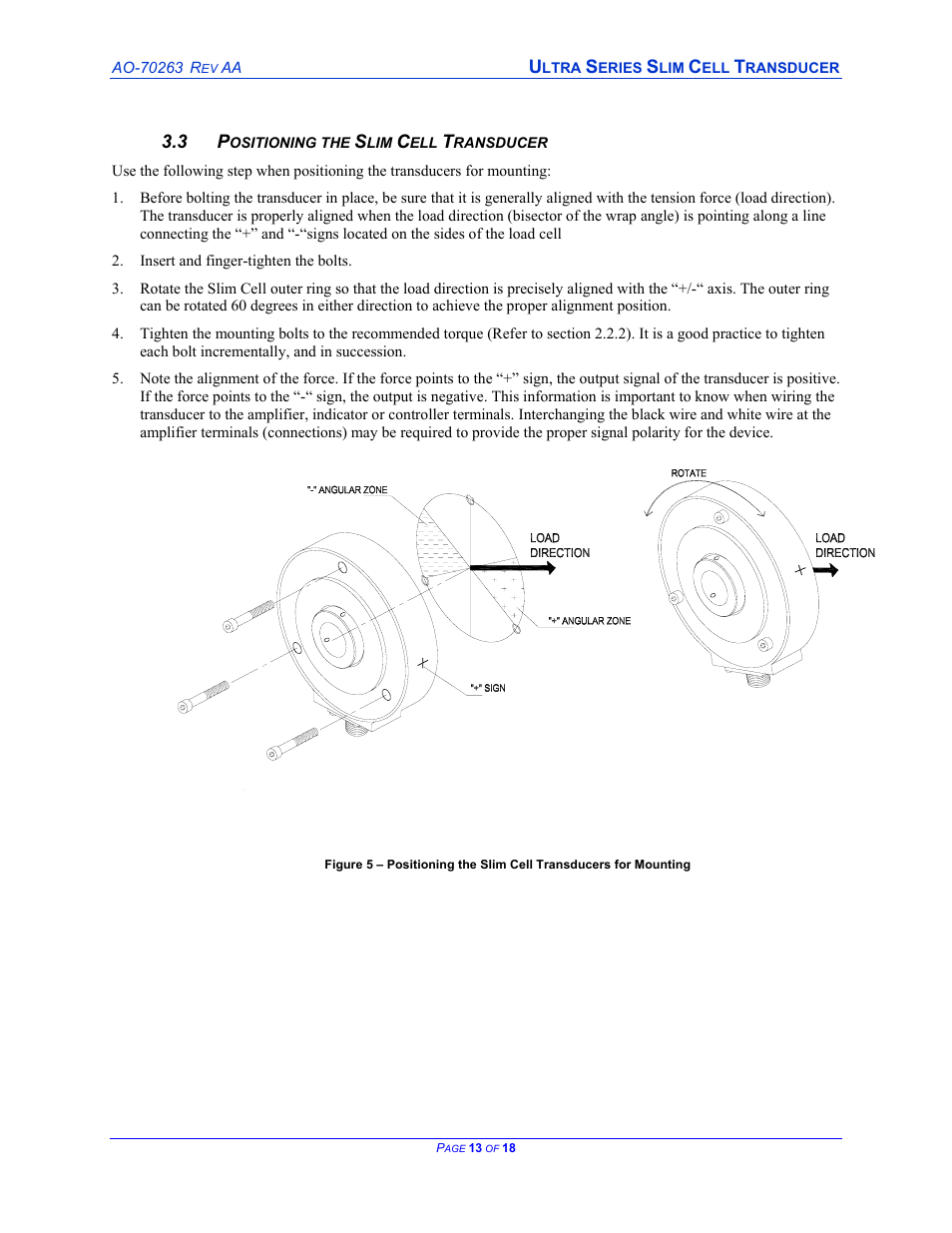 Positioning the slim cell transducer, Ositioning the, Ransducer | Cleveland Motion Controls ULTRA SERIES SLIM CELL TRANSDUCER REV AA User Manual | Page 13 / 18