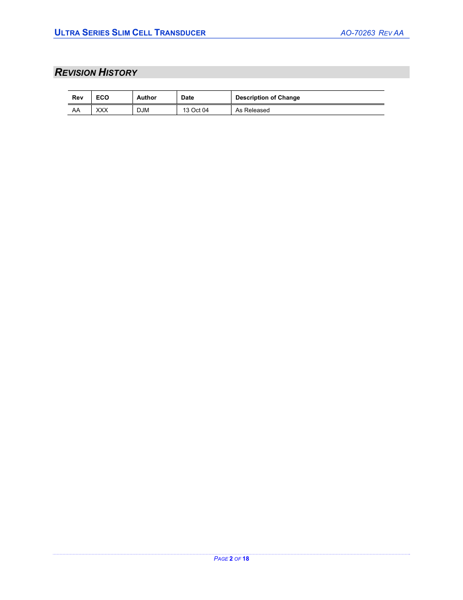 Cleveland Motion Controls ULTRA SERIES SLIM CELL TRANSDUCER REV AA User Manual | Page 2 / 18