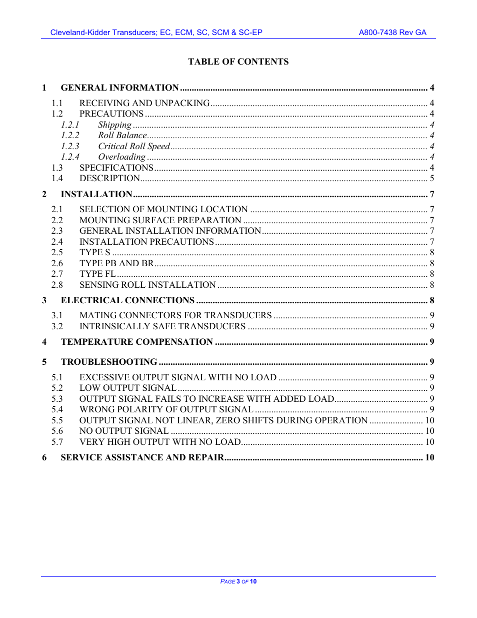 Cleveland Motion Controls Classic Tension Transducers SC-EP REV GA User Manual | Page 3 / 10