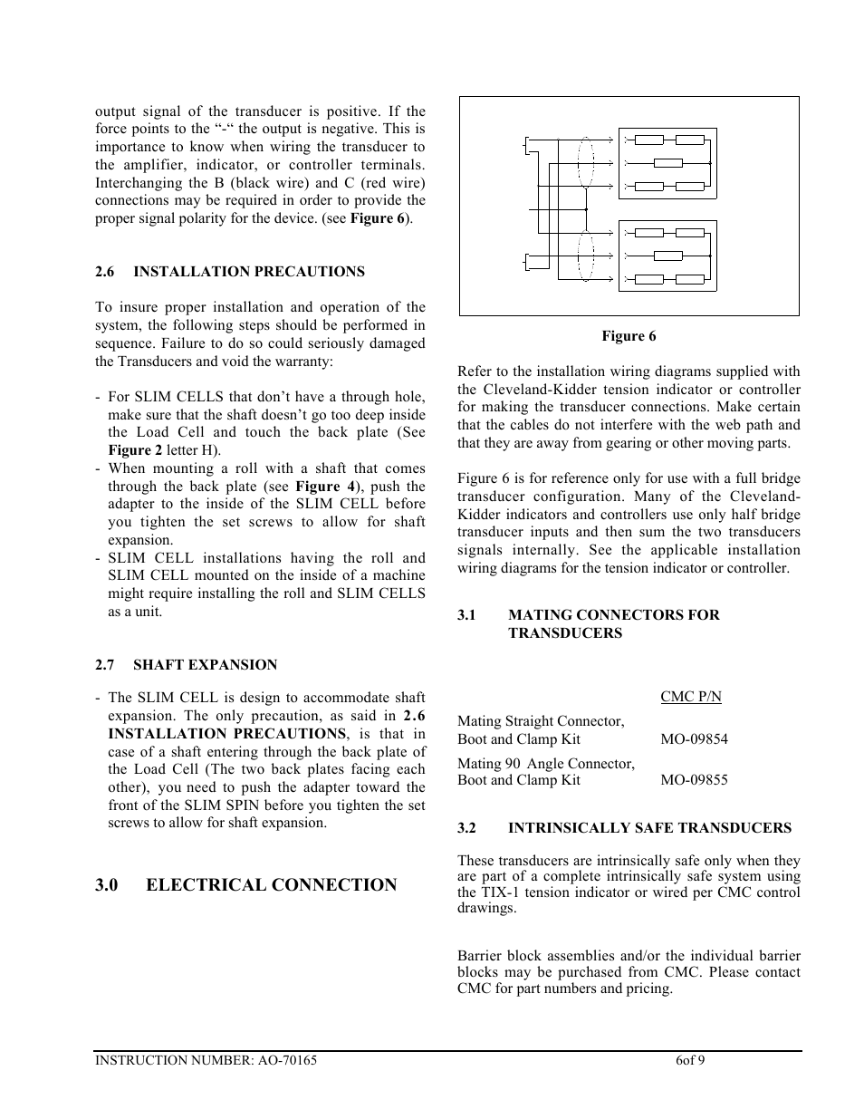 0 electrical connection | Cleveland Motion Controls Classic Slim Cell Transducer REV AA User Manual | Page 6 / 9
