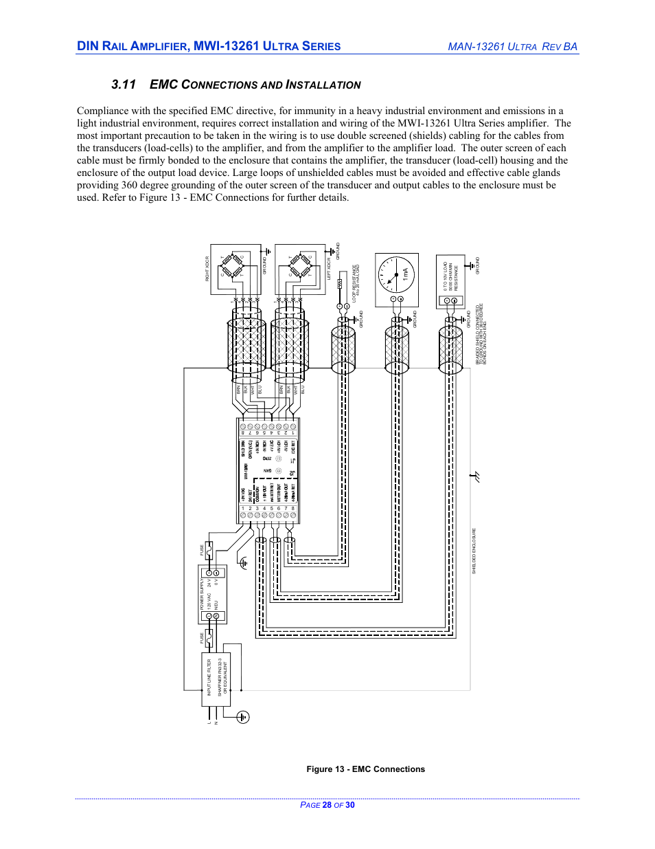 11 emc, Mplifier, Ltra | Eries, Onnections and, Nstallation, Figure 13 - emc connections p | Cleveland Motion Controls DIN Rail Amplifier MWI-13261 Ultra Series Isolated REV BA User Manual | Page 28 / 30