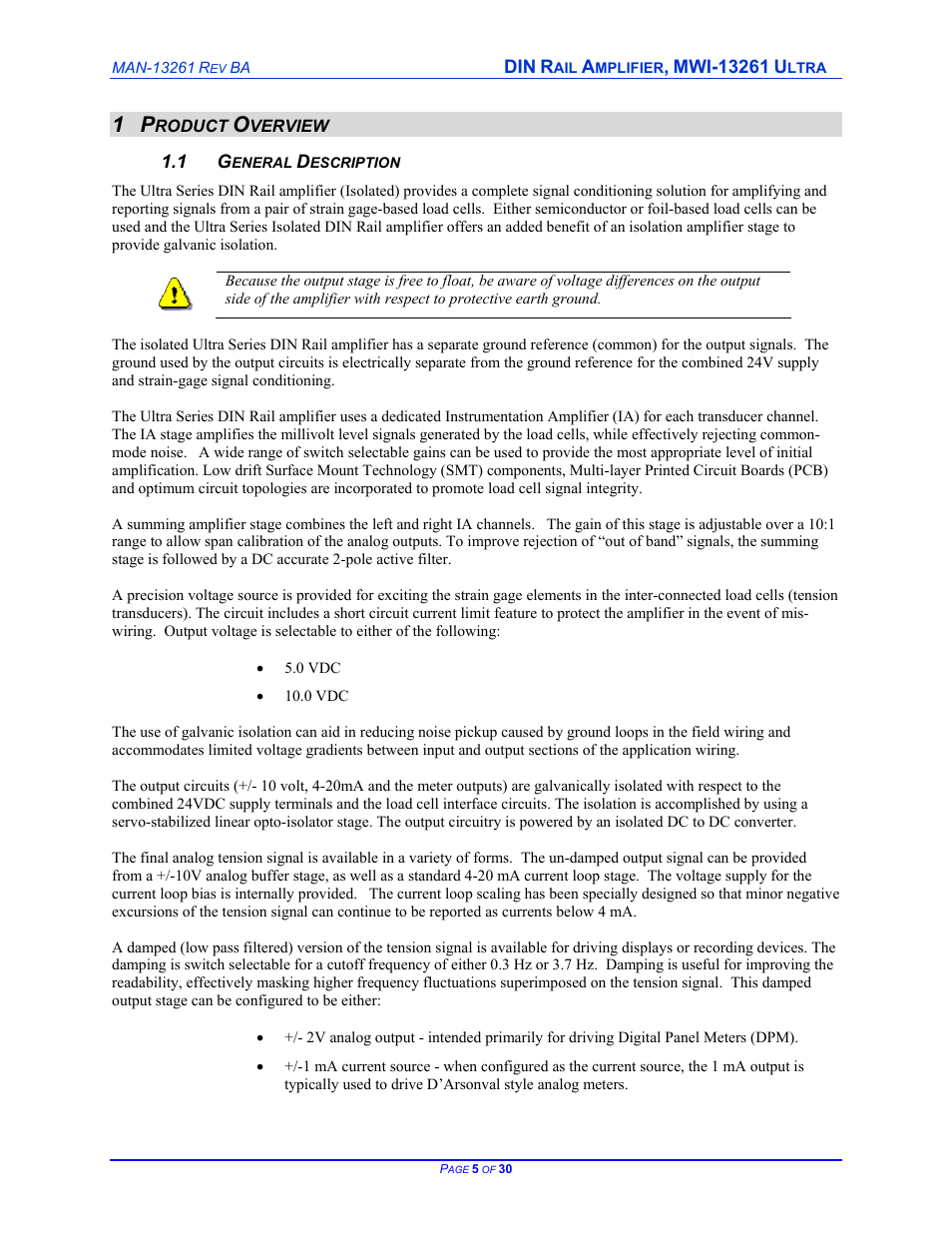 Cleveland Motion Controls DIN Rail Amplifier MWI-13261 Ultra Series Isolated REV BA User Manual | Page 5 / 30