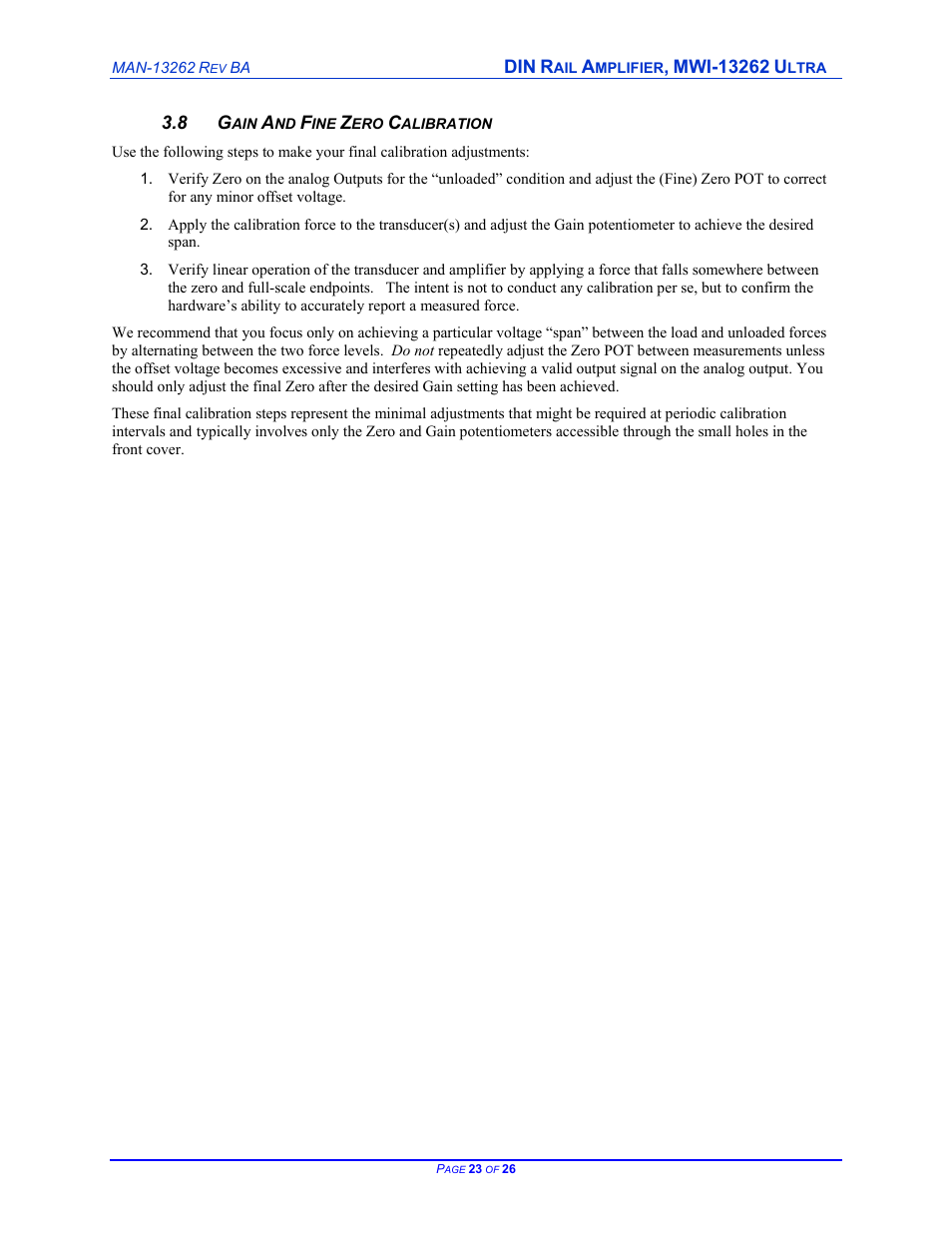 Cleveland Motion Controls DIN Rail Amplifier MWI-13262 Ultra Series Non-Isolated REV BA User Manual | Page 23 / 26