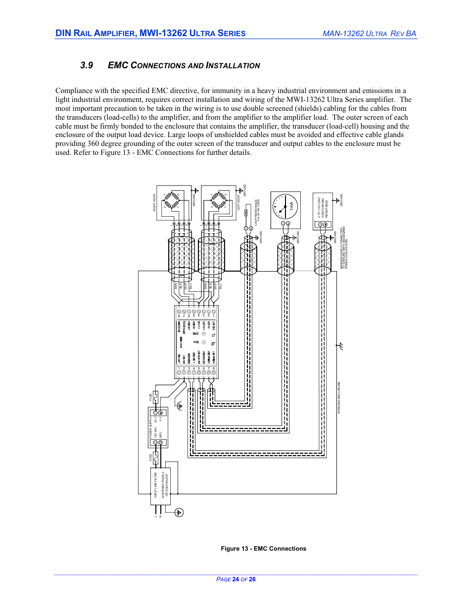 9 emc, Mplifier, Ltra | Eries, Onnections and, Nstallation, Figure 13 - emc connections p | Cleveland Motion Controls DIN Rail Amplifier MWI-13262 Ultra Series Non-Isolated REV BA User Manual | Page 24 / 26