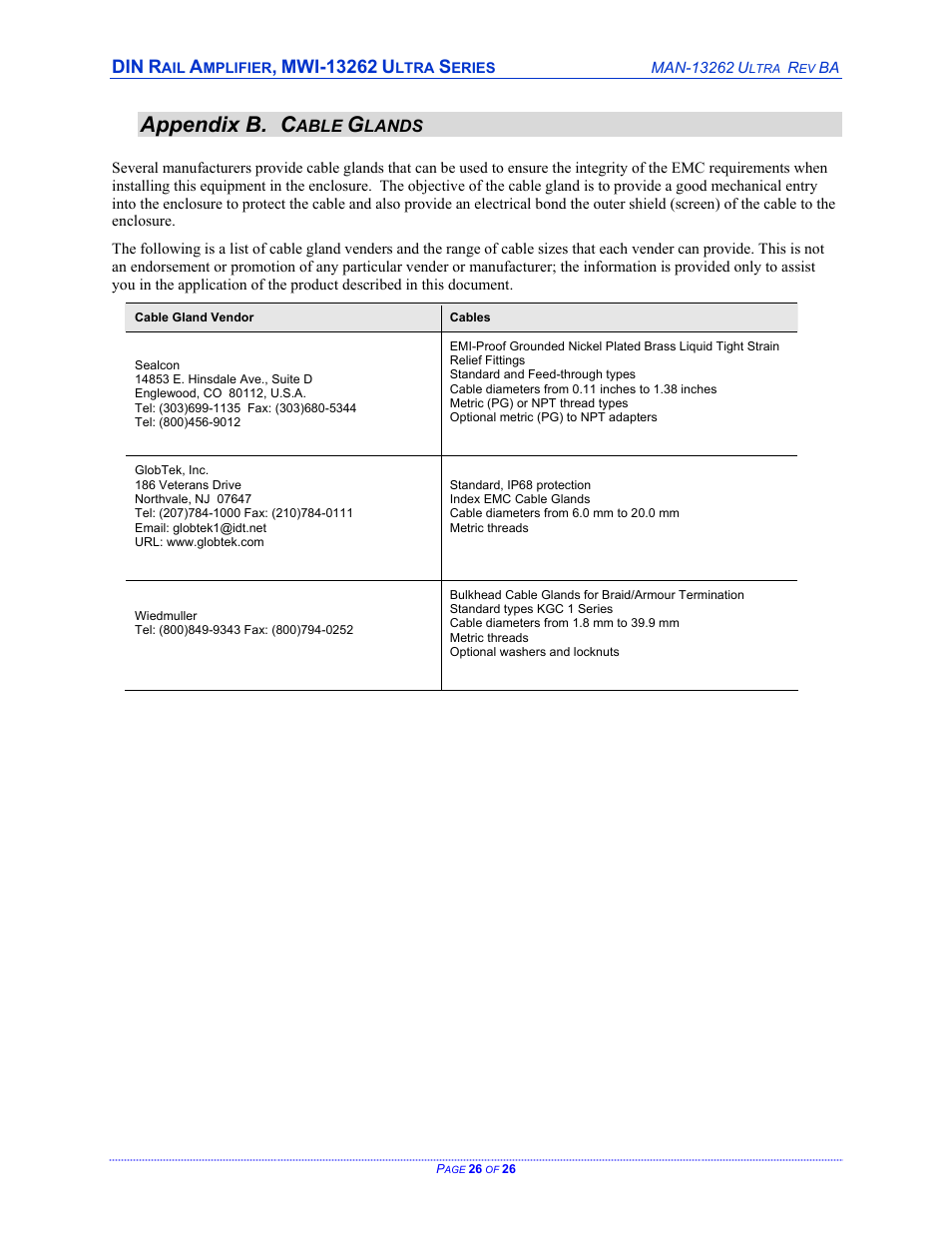 Appendix b. c | Cleveland Motion Controls DIN Rail Amplifier MWI-13262 Ultra Series Non-Isolated REV BA User Manual | Page 26 / 26