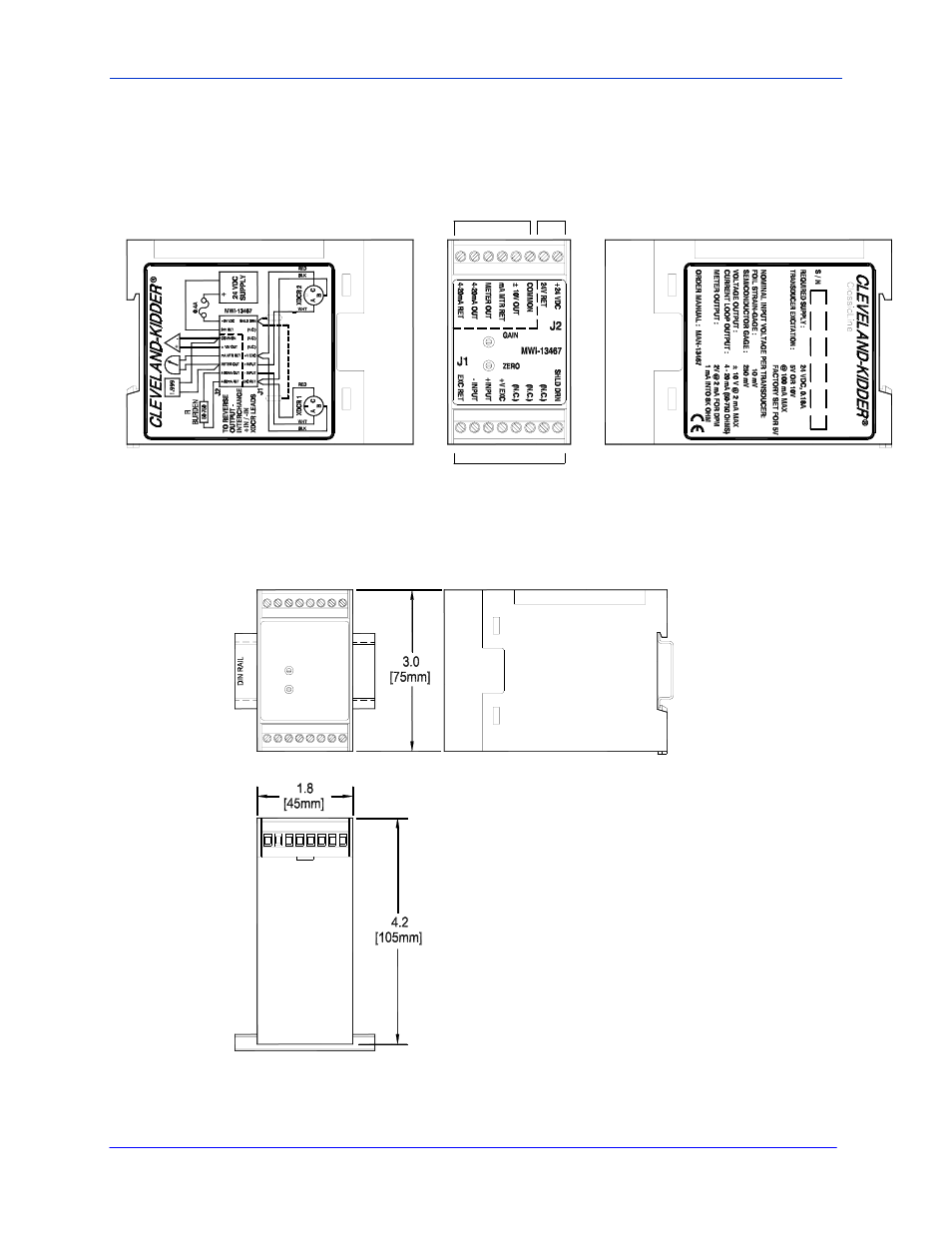 4 recognition diagrams, Ecognition, Iagrams | Page 11 of 30, Lassic, Eries, Mplifier w, Solated, Utputs, Left side view o right side view | Cleveland Motion Controls Classic Series DIN Rail Amplifier with Isolated Output MWI-13467 REV CA User Manual | Page 11 / 30