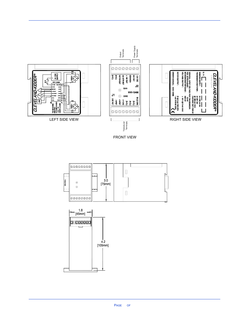 4 recognition diagrams, Ecognition, Iagrams | Lassic, Eries, Solated, Mplifier, Right side view left side view front view | Cleveland Motion Controls Classic Series DIN Rail Amplifier Non-Isolated MWI-13466 REV CA User Manual | Page 10 / 26