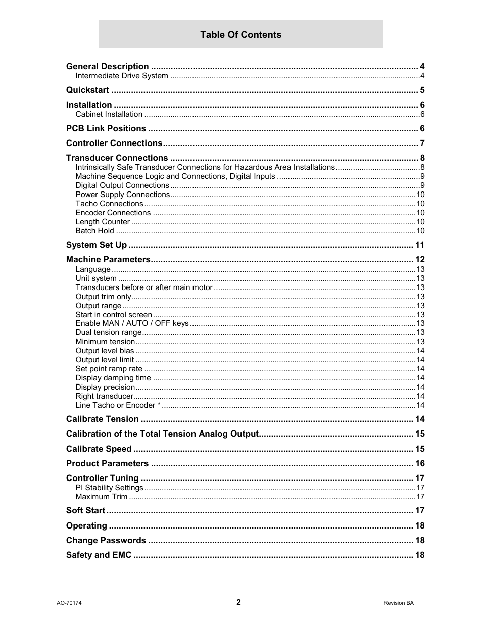 Cleveland Motion Controls WebPro Intermediate Tension Controller MWP-12663 REV BA User Manual | Page 2 / 20