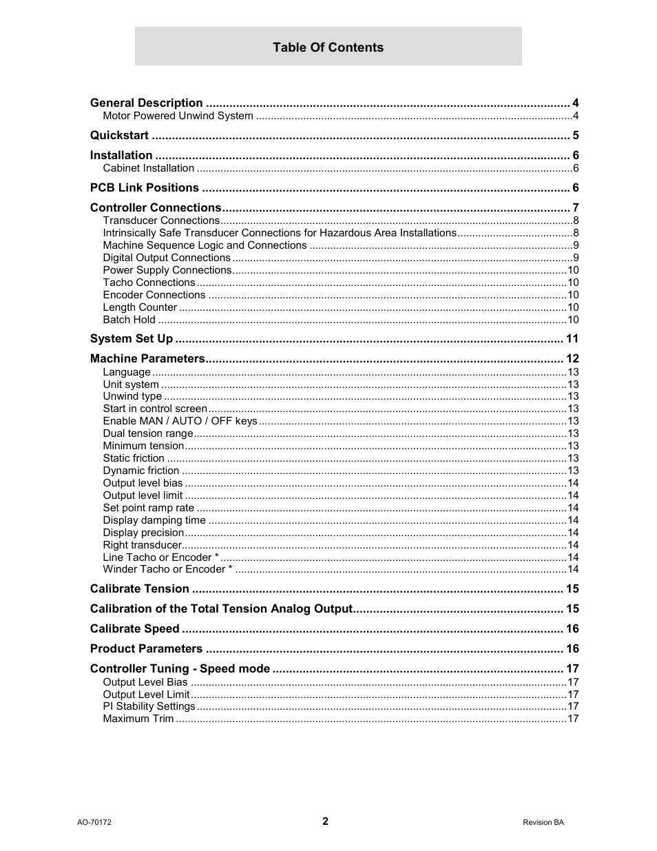 Cleveland Motion Controls WebPro Motor Powered Unwind Tension Controller MWP – 12662 - 1 REV BA User Manual | Page 3 / 23