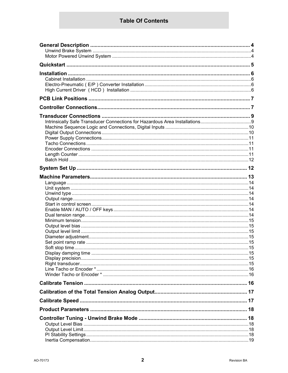Cleveland Motion Controls WebPro Unwind Brake Tension Controller MWP – 12662 - 0 REV BA User Manual | Page 2 / 22