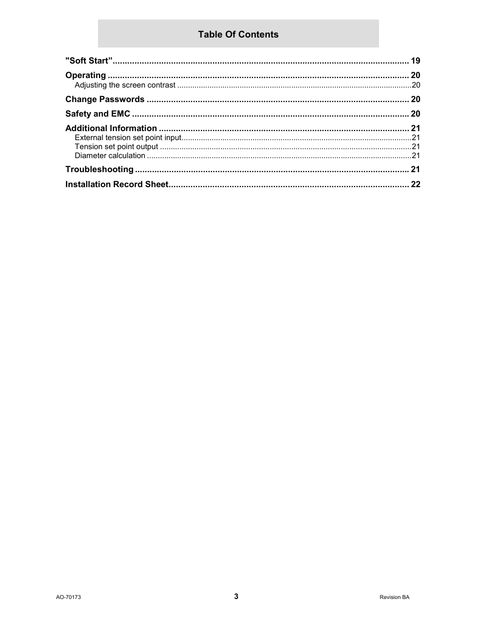 Cleveland Motion Controls WebPro Unwind Brake Tension Controller MWP – 12662 - 0 REV BA User Manual | Page 3 / 22