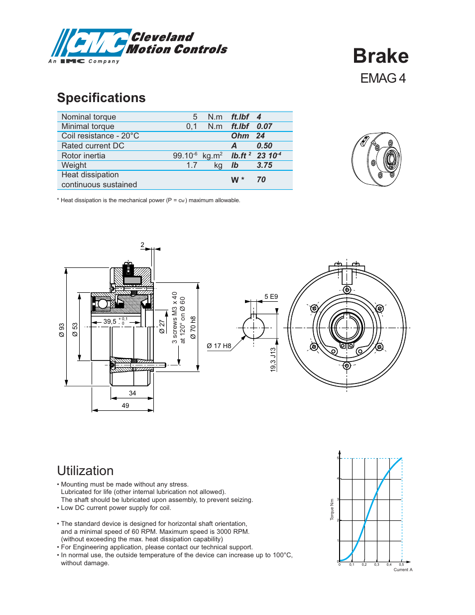 Cleveland Motion Controls Brake EMAG 4 User Manual | 2 pages