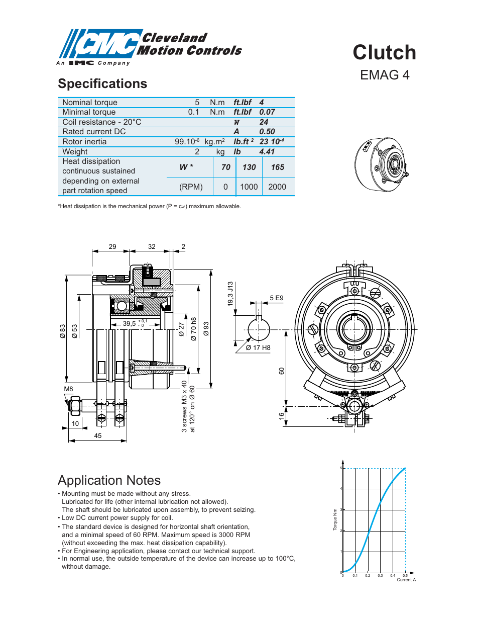 Cleveland Motion Controls Clutch EMAG 4 User Manual | 2 pages