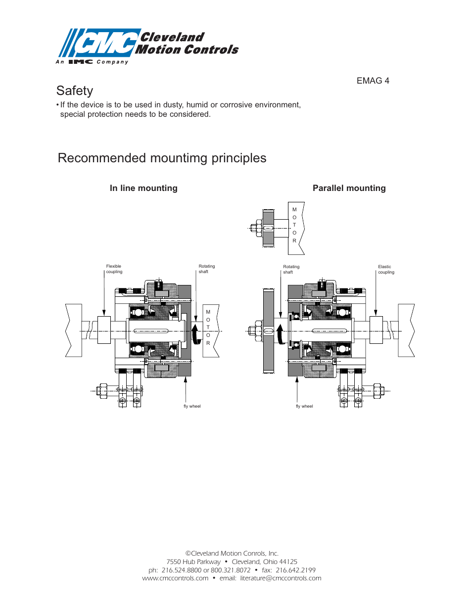 Safety, Recommended mountimg principles | Cleveland Motion Controls Clutch EMAG 4 User Manual | Page 2 / 2