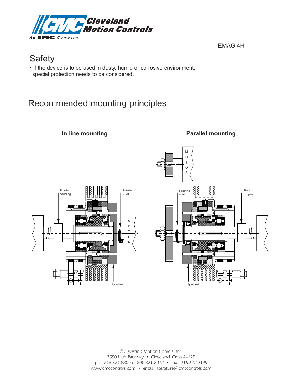 Safety, Recommended mounting principles | Cleveland Motion Controls Clutch EMAG 4H User Manual | Page 2 / 2