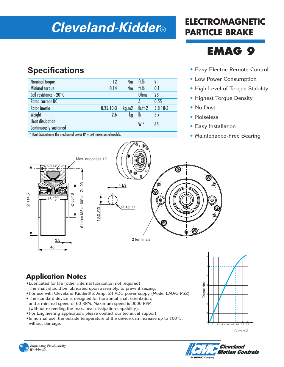 Cleveland Motion Controls Brake EMAG 9 User Manual | 2 pages