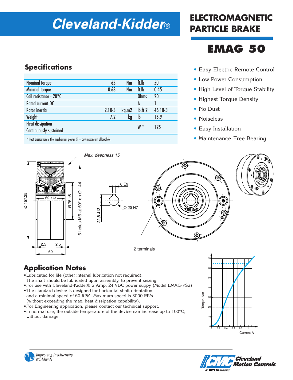 Cleveland Motion Controls Brake EMAG 50 User Manual | 2 pages