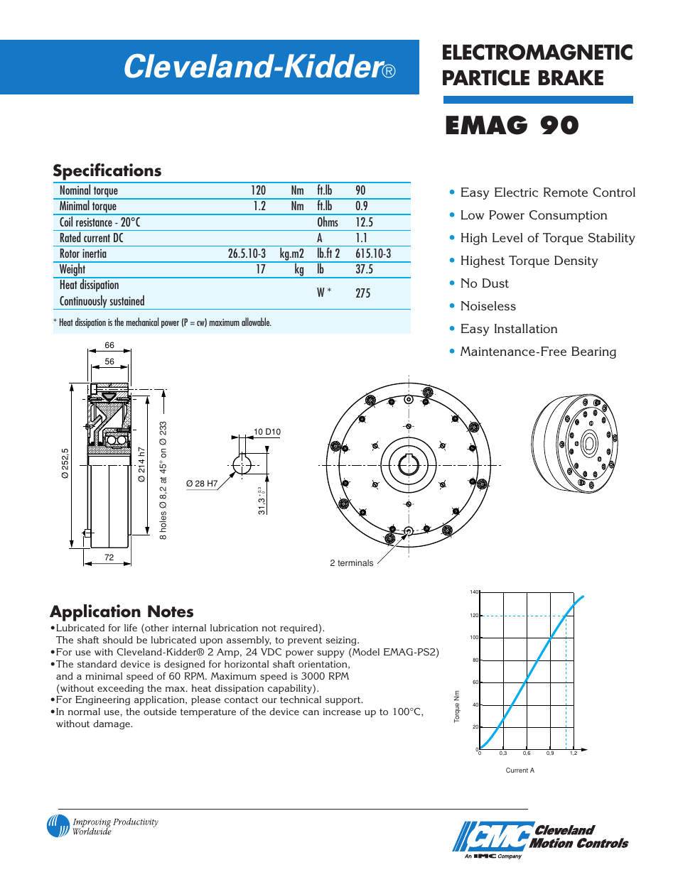 Cleveland Motion Controls Brake EMAG 90 User Manual | 2 pages