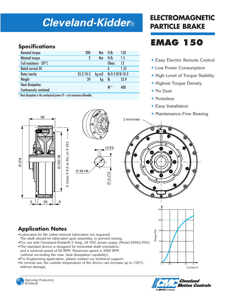 Cleveland Motion Controls Brake EMAG 150 User Manual | 2 pages