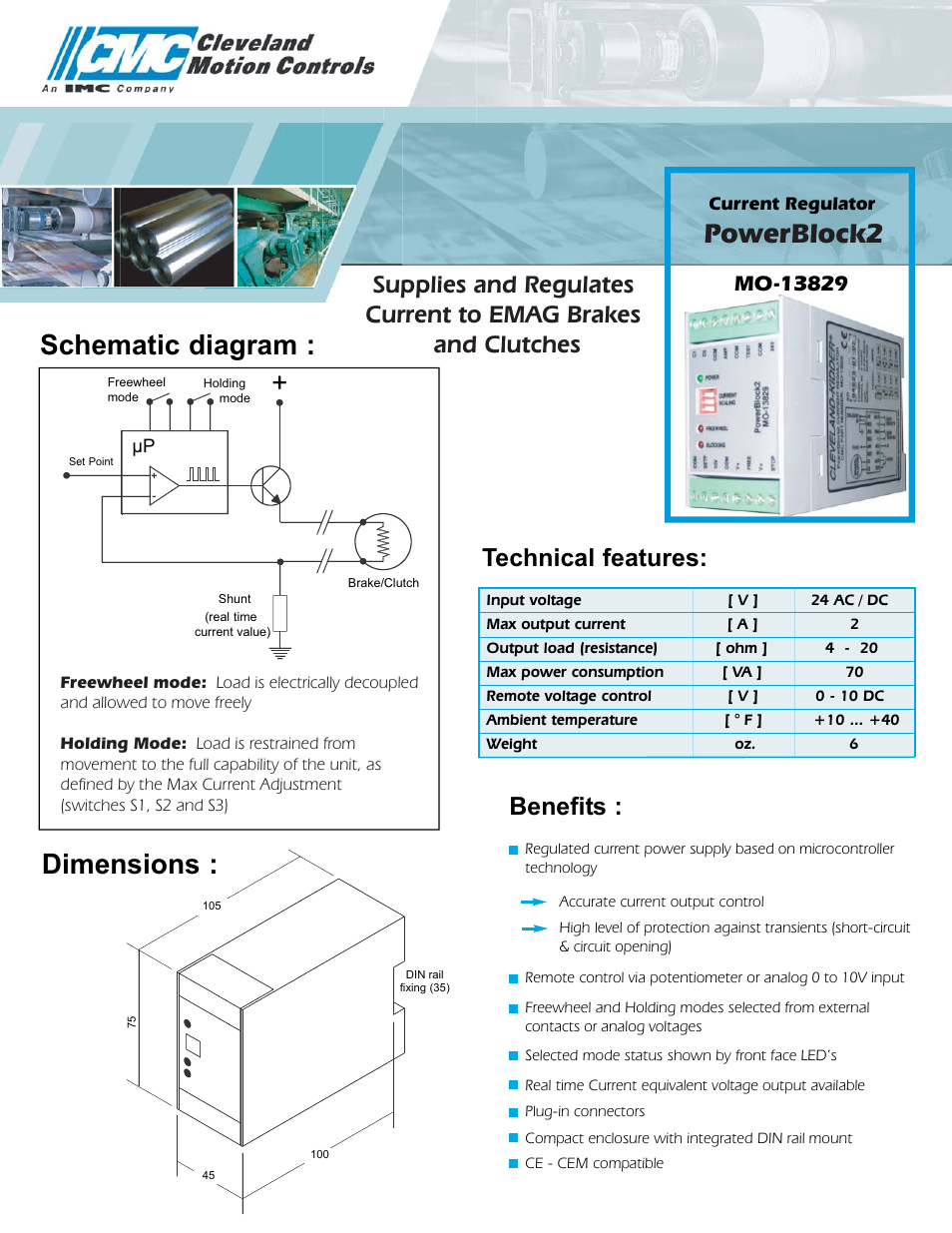 Cleveland Motion Controls Current Regulator PowerBlock2 MO-13829 User Manual | 2 pages