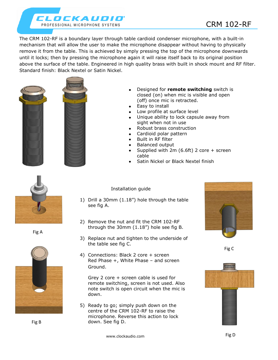 Clock Audio CRM 102-RF User Manual | 1 page