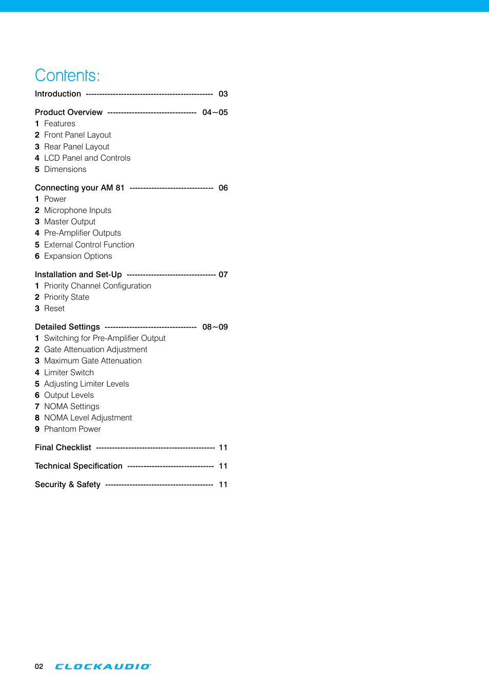 Clock Audio AM 81 User Manual | Page 2 / 12
