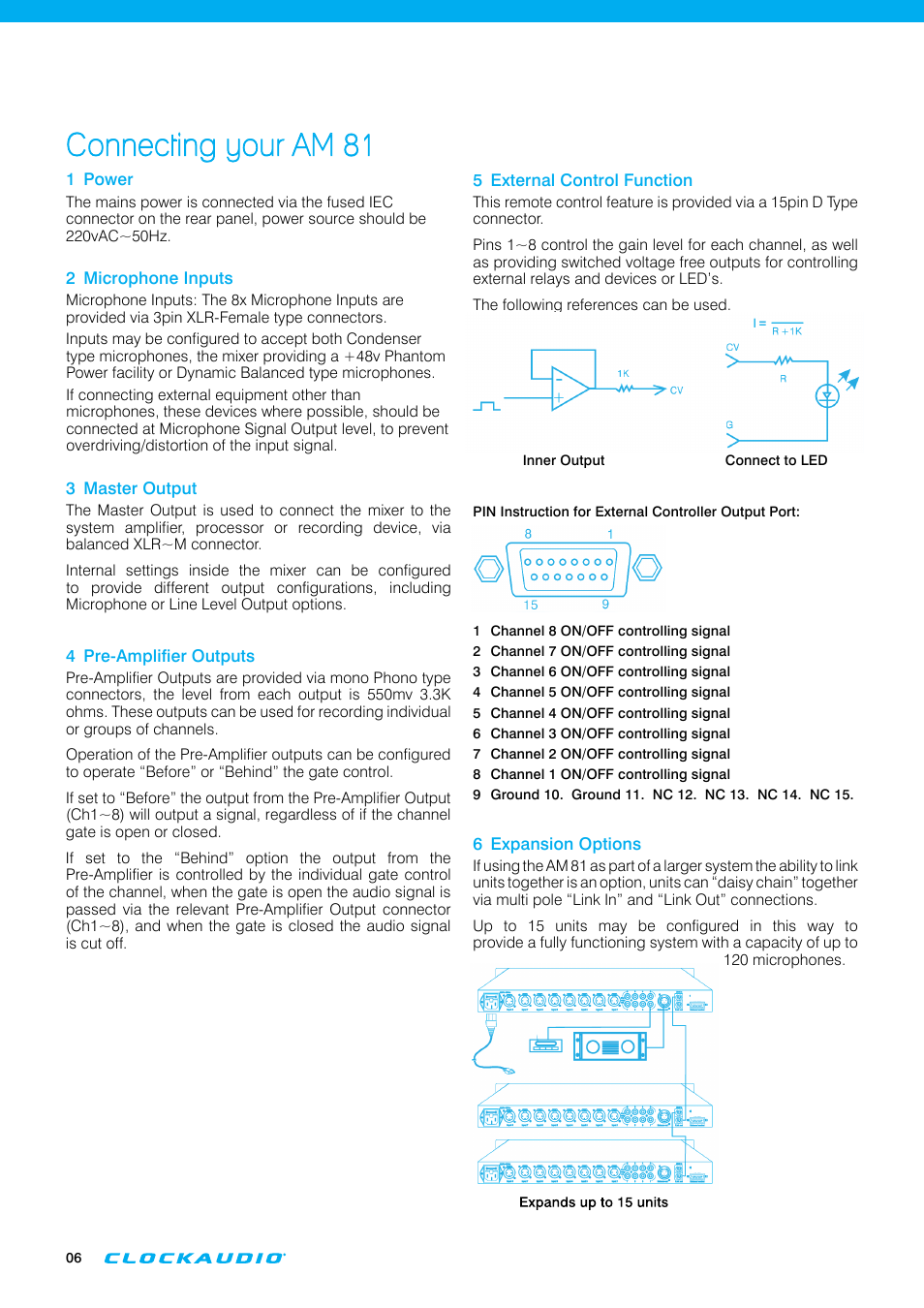 Connecting your am 81 | Clock Audio AM 81 User Manual | Page 6 / 12