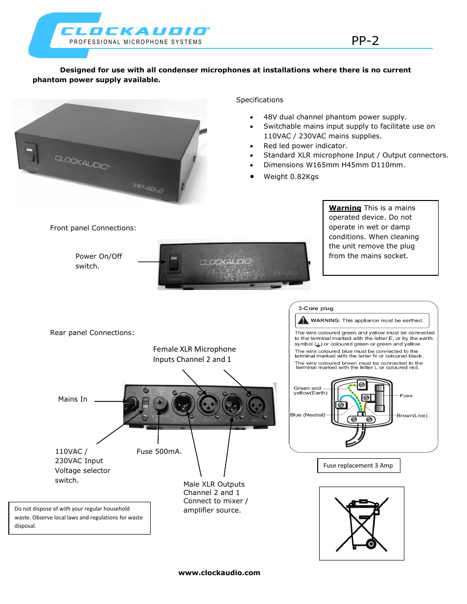 Clock Audio PP 2 User Manual | 1 page