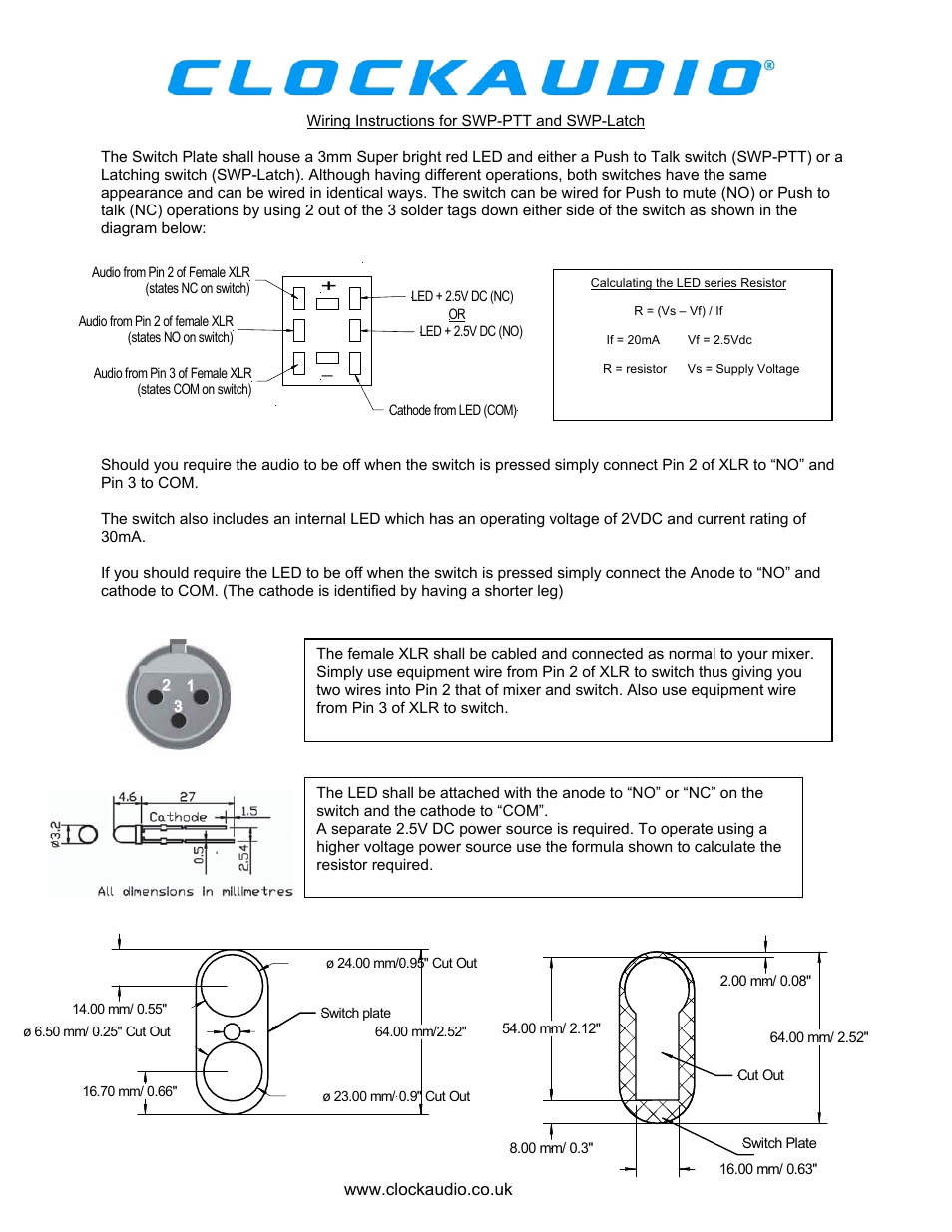 Clock Audio SWP-Latch User Manual | 1 page