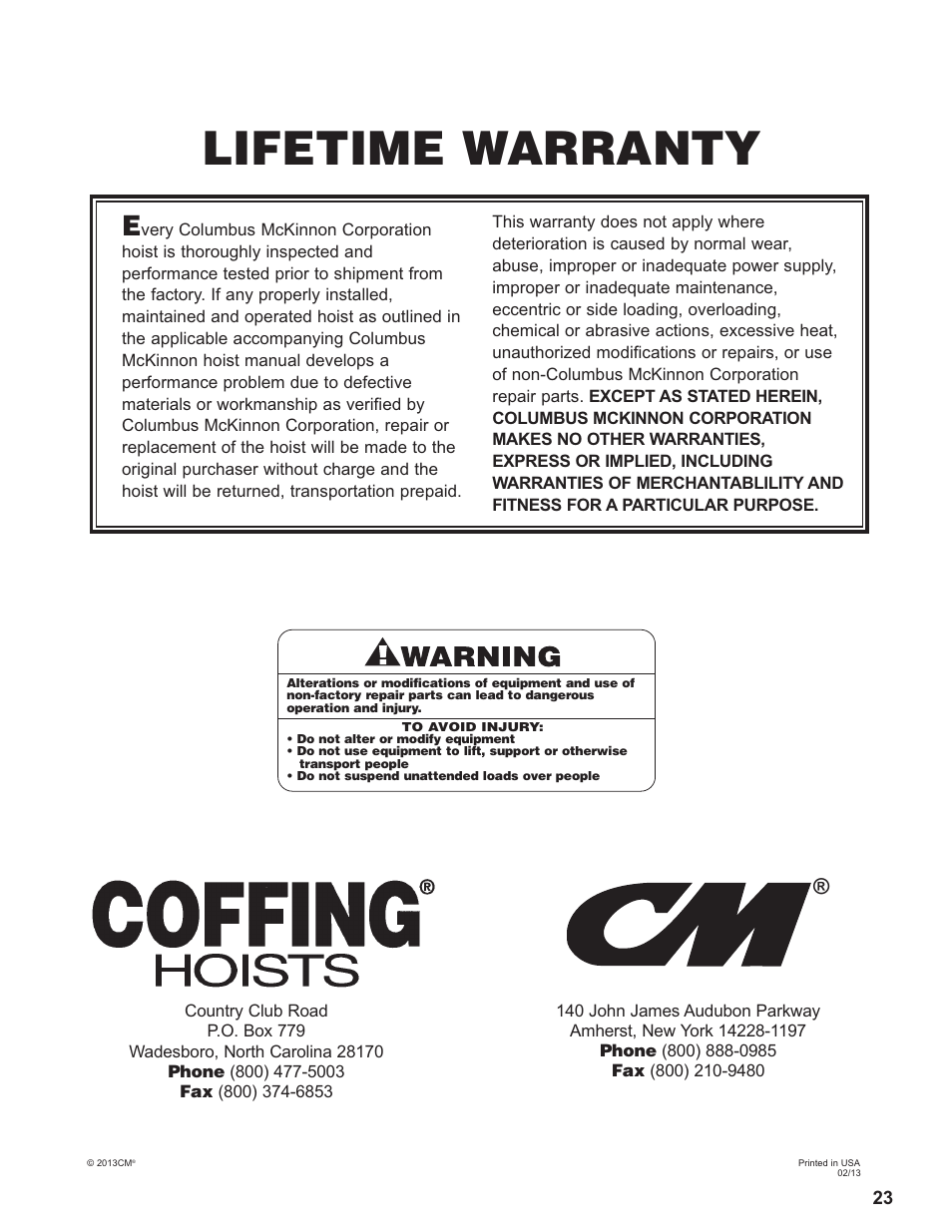 Lifetime warranty | CM-ET Prostar User Manual | Page 24 / 24