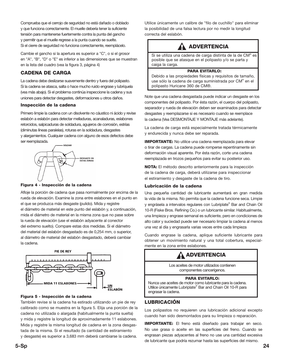 24 5-sp, Advertencia | CM-ET Hurricane 360 User Manual | Page 24 / 48