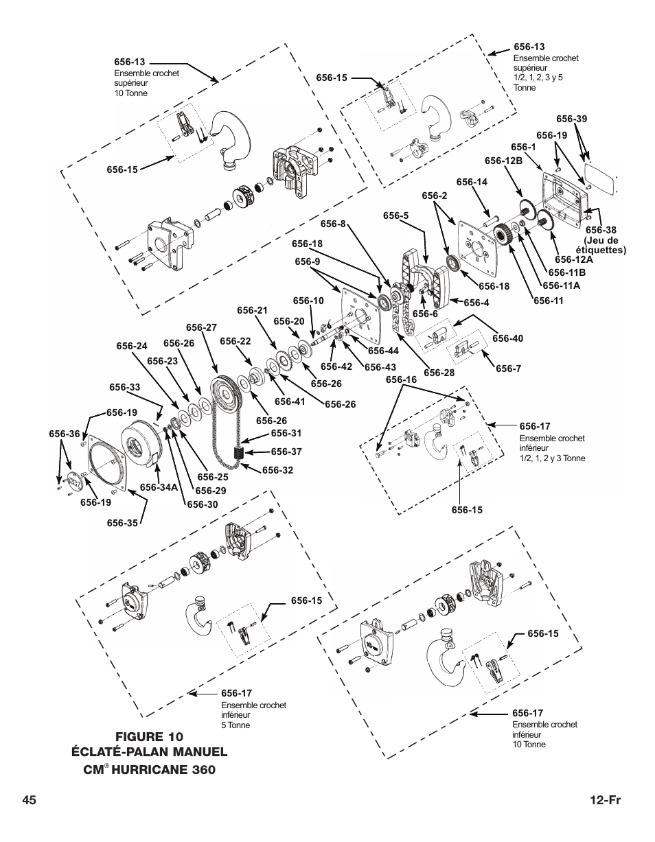 45 12-fr, Figure 10 éclaté-palan manuel cm, Hurricane 360 | CM-ET Hurricane 360 User Manual | Page 45 / 48