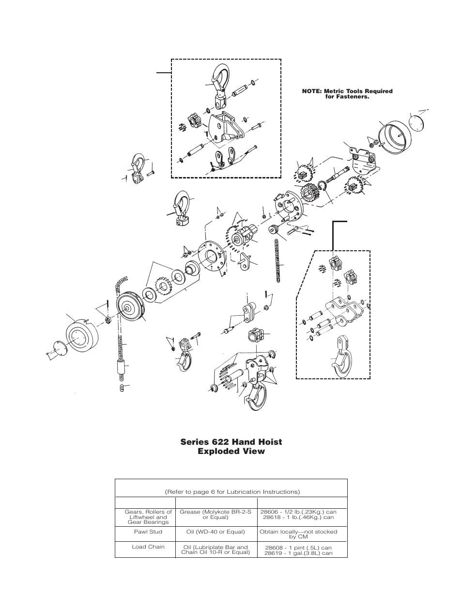 Series 622 hand hoist exploded view | CM-ET Series 622 User Manual | Page 11 / 11